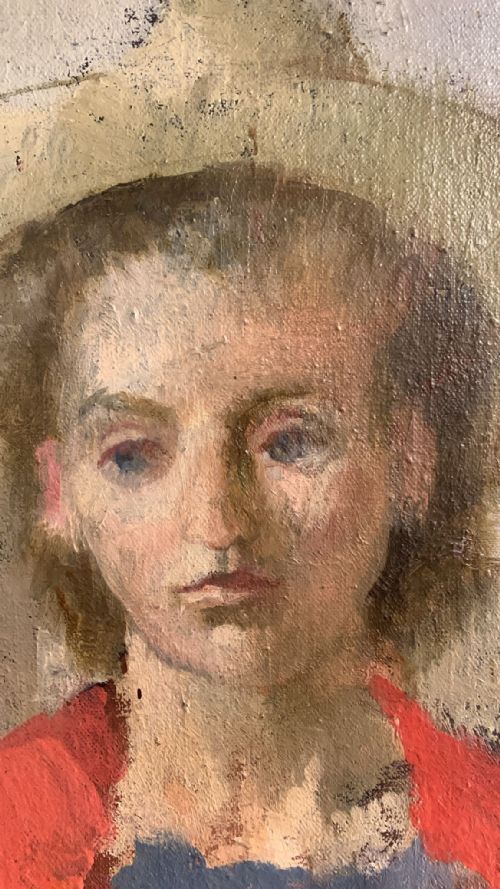 AN OIL ON CANVAS OF A GIRL - ADDITIONAL PHOTO 2