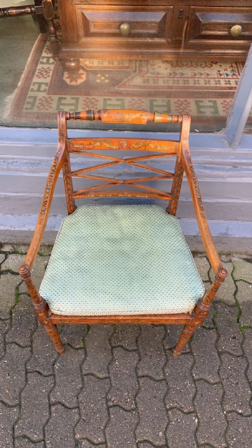 a regency painted elbow chair - CATEGORY: ANTIQUE CHAIRS - DATED REGENCY
