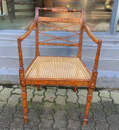 A REGENCY PAINTED ELBOW CHAIR - ADDITIONAL PHOTO 1