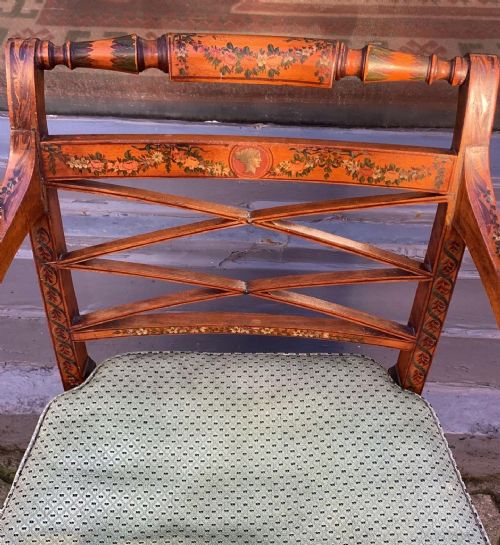 A REGENCY PAINTED ELBOW CHAIR - ADDITIONAL PHOTO 3
