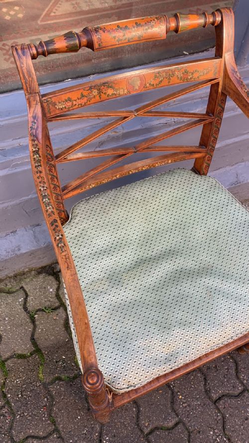A REGENCY PAINTED ELBOW CHAIR - ADDITIONAL PHOTO 9