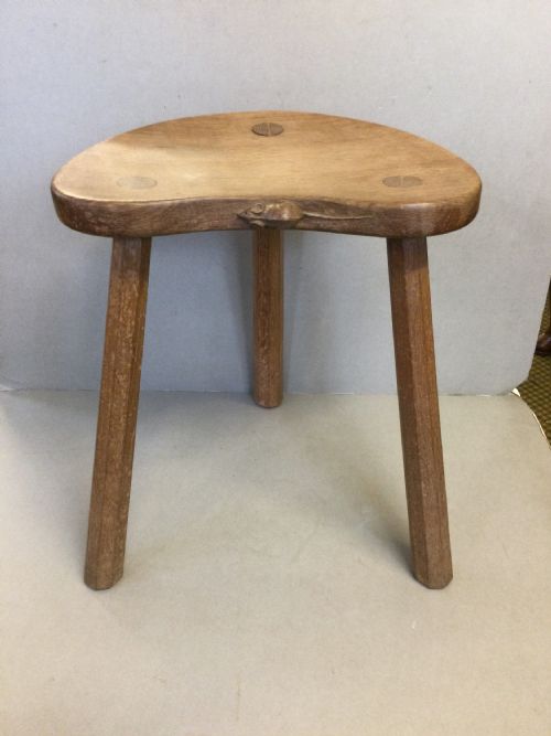 mouseman stool - CATEGORY: ANTIQUE  - DATED 1960