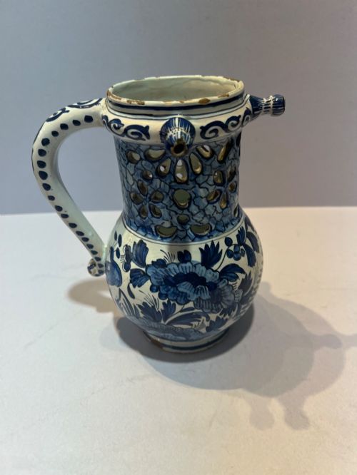 An Antique 18thc Dutch Delft Puzzle Jug