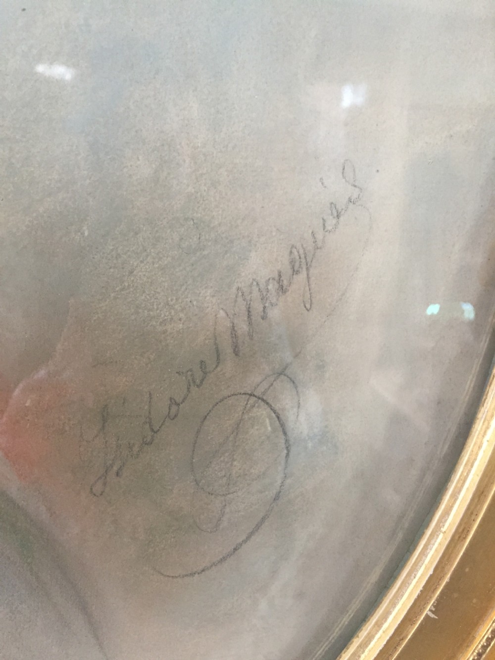A wonderful large French pastel portrait of a lady in gilded oval frame View VII