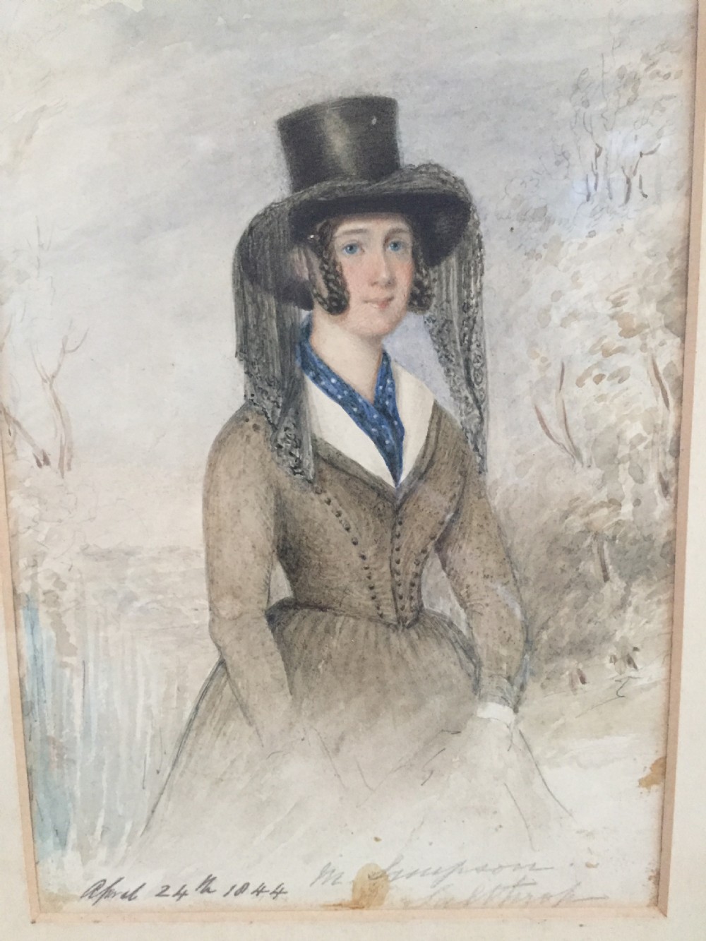 A  watercolour portrait of a lady dated 1844 View IV