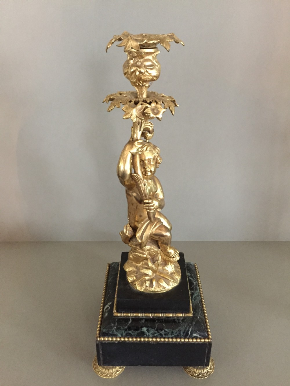 A wonderful 19thC continental (possibly grand tour) ormolou candlestick
