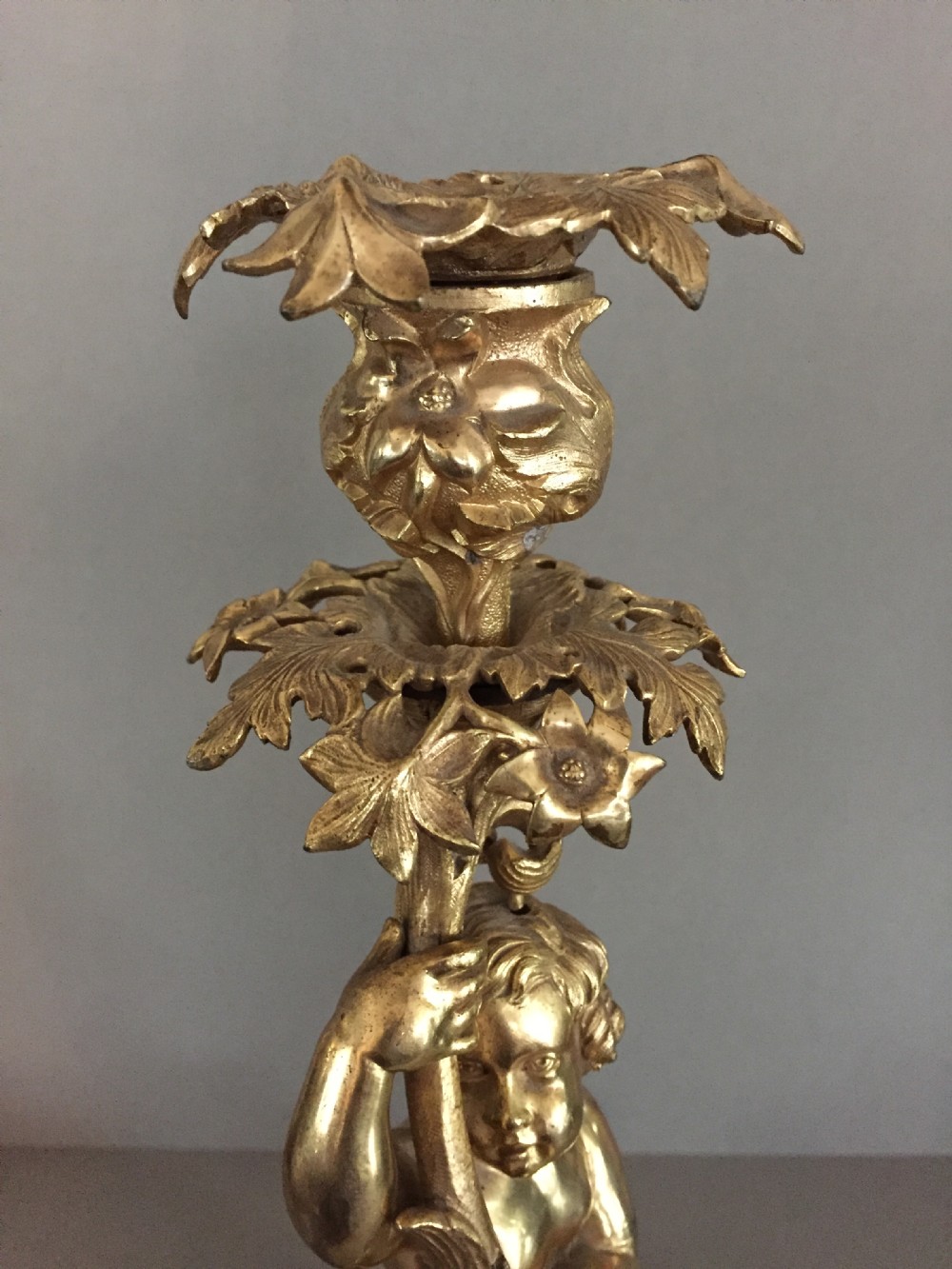 A wonderful 19thC continental (possibly grand tour) ormolou candlestick View IV