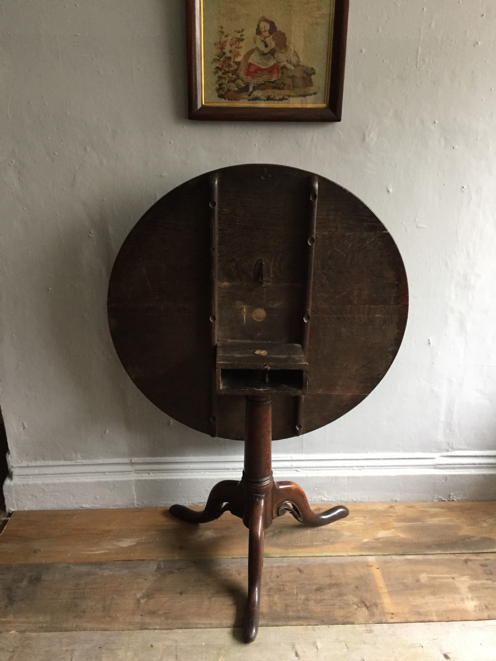 An 18th oak tripod, tilt top table View V