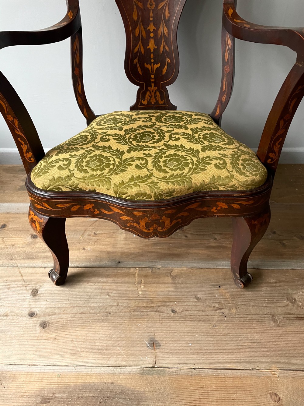 A early 20thC marquetry elbow chair View III