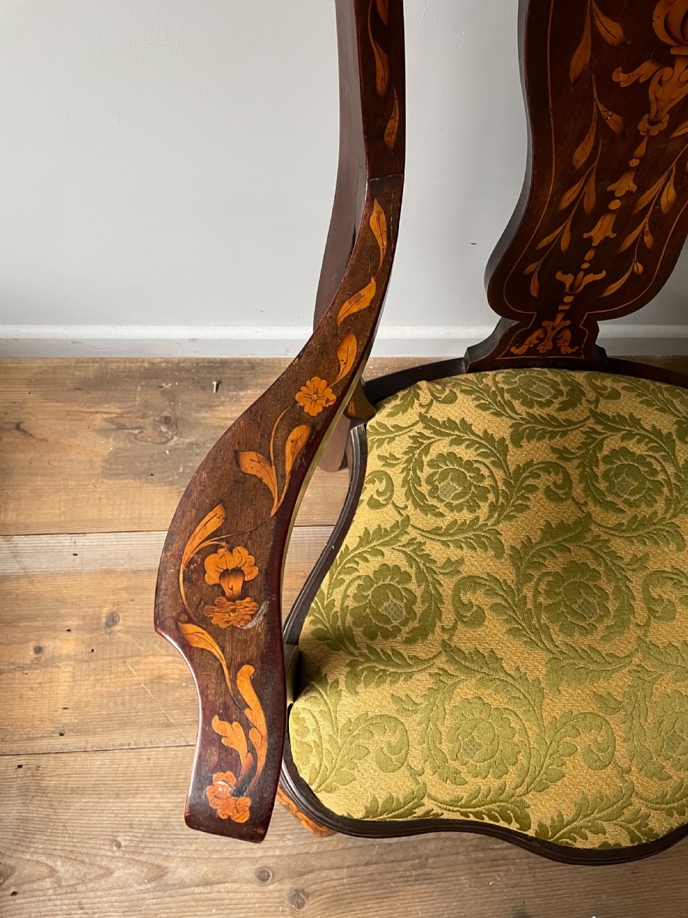 A early 20thC marquetry elbow chair View IV