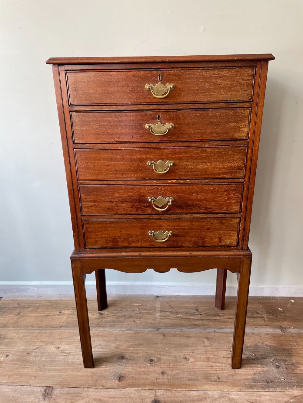 A late 19thC mahogany specimen chest on stand