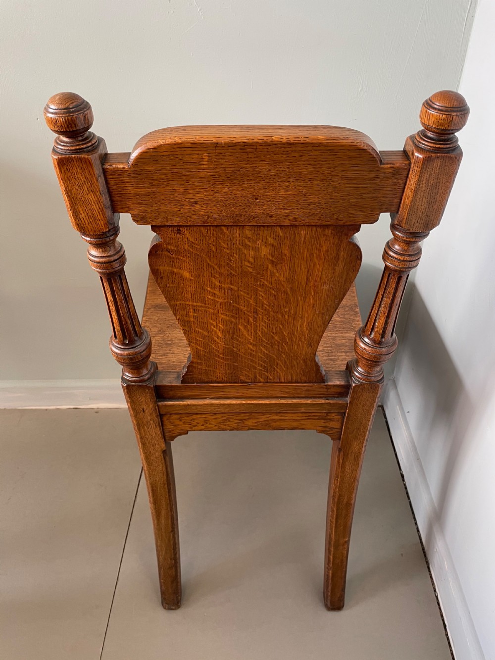 An Antique pair of Honey Oak Aesthetic Movement Hall Chairs View VII