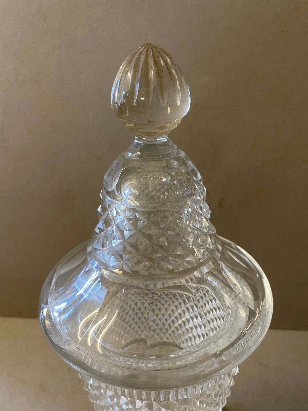 An Antique Cut Glass Jar and Cover View V