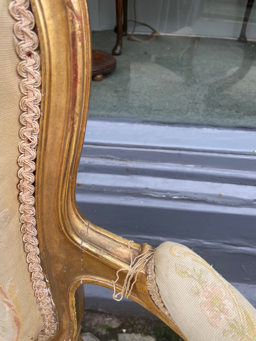 An Antique pair of giltwood elbow chairs View IX