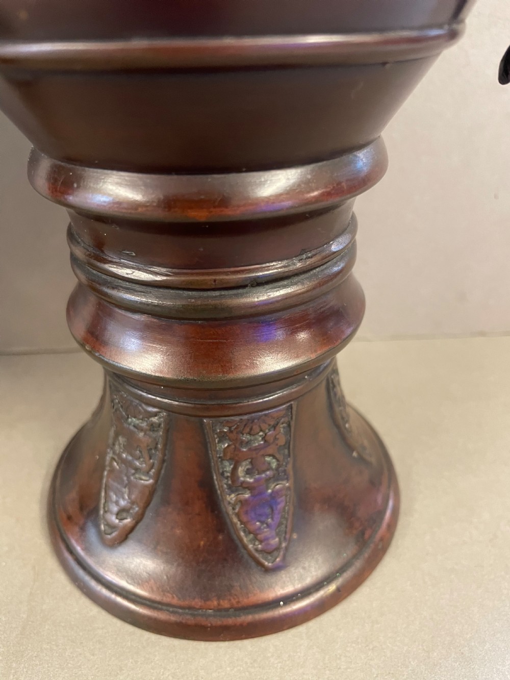An Antique pair of Japanese bronze vases View IV