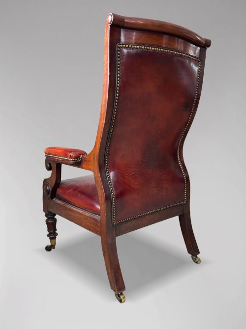 19TH CENTURY WILLIAM IV PERIOD MAHOGANY LEATHER LIBRARY ARMCHAIR - ADDITIONAL PHOTO 5
