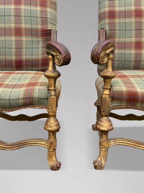 PAIR OF LARGE 19TH CENTURY FRENCH GILTWOOD THRONE ARMCHAIRS - ADDITIONAL PHOTO 2