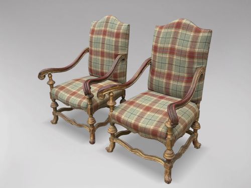 PAIR OF LARGE 19TH CENTURY FRENCH GILTWOOD THRONE ARMCHAIRS - ADDITIONAL PHOTO 10
