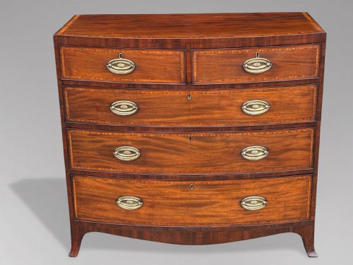 19TH CENTURY MAHOGANY INLAID CHEST OF DRAWERS - ADDITIONAL PHOTO 1