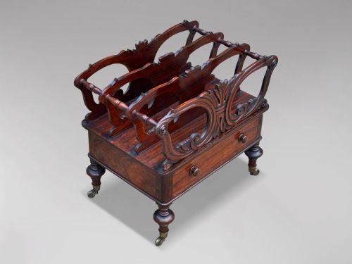19TH CENTURY VICTORIAN CARVED ROSEWOOD CANTERBURY - ADDITIONAL PHOTO 2