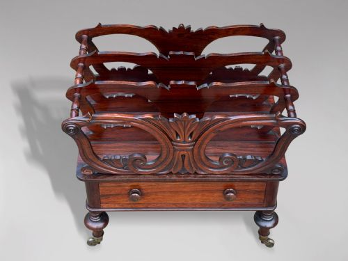 19TH CENTURY VICTORIAN CARVED ROSEWOOD CANTERBURY - ADDITIONAL PHOTO 4