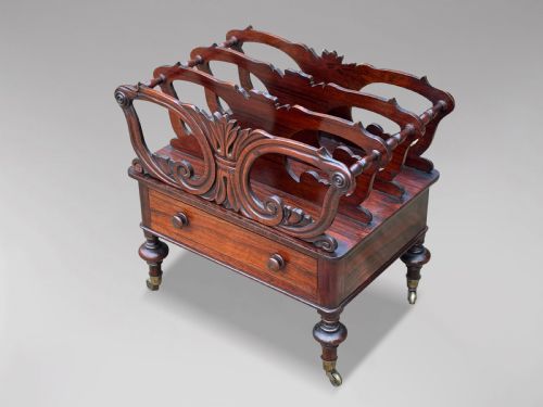 19TH CENTURY VICTORIAN CARVED ROSEWOOD CANTERBURY - ADDITIONAL PHOTO 5