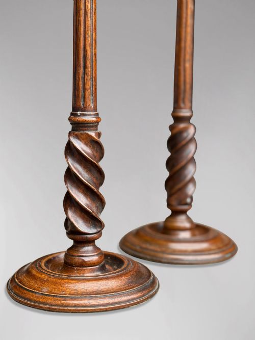 fig 2. PAIR OF 19TH CENTURY SCOTTISH MAHOGANY & BRASS CANDLESTICKS