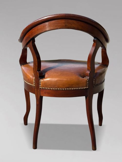 19TH CENTURY FRENCH MAHOGANY LEATHER DESK CHAIR - ADDITIONAL PHOTO 4