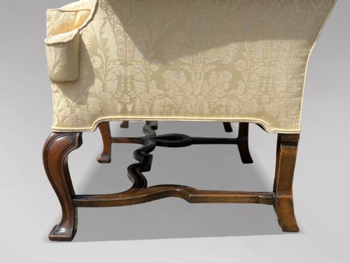 EDWARDIAN PERIOD QUEEN ANNE STYLE CARVED WALNUT SETTEE - ADDITIONAL PHOTO 5