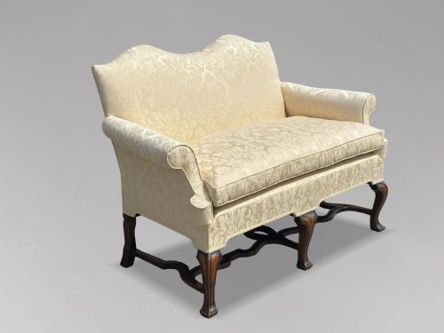 EDWARDIAN PERIOD QUEEN ANNE STYLE CARVED WALNUT SETTEE - ADDITIONAL PHOTO 7
