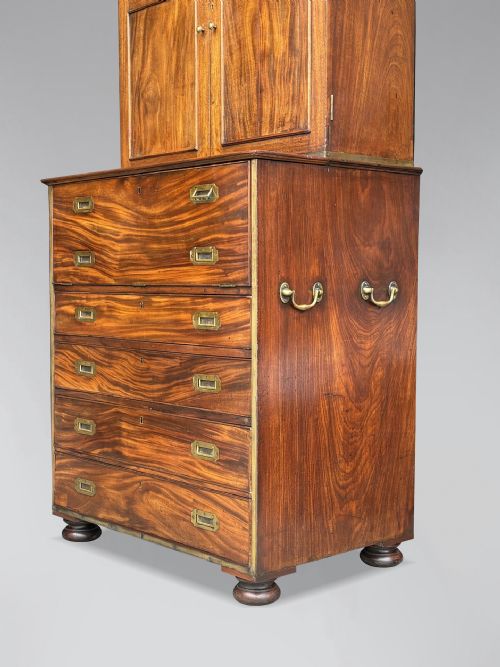 19TH CENTURY MILITARY CAMPAIGN CABINET ON SECRETAIRE CHEST C1850 - ADDITIONAL PHOTO 1