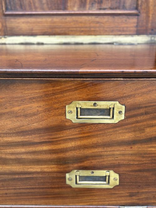 19TH CENTURY MILITARY CAMPAIGN CABINET ON SECRETAIRE CHEST C1850 - ADDITIONAL PHOTO 6