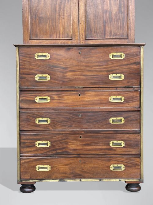 19TH CENTURY MILITARY CAMPAIGN CABINET ON SECRETAIRE CHEST C1850 - ADDITIONAL PHOTO 7
