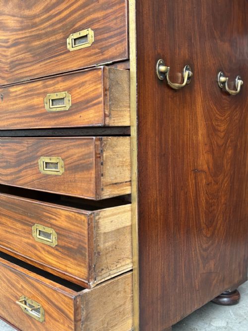 19TH CENTURY MILITARY CAMPAIGN CABINET ON SECRETAIRE CHEST C1850 - ADDITIONAL PHOTO 8