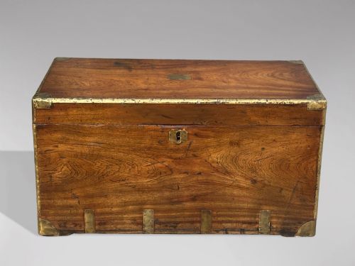 19TH CENTURY LARGE CAMPHOR WOOD CAMPAIGN TRUNK C1880 - ADDITIONAL PHOTO 1