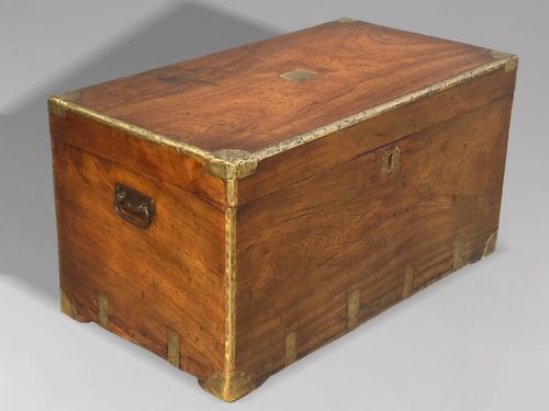 19TH CENTURY LARGE CAMPHOR WOOD CAMPAIGN TRUNK C1880 - ADDITIONAL PHOTO 7