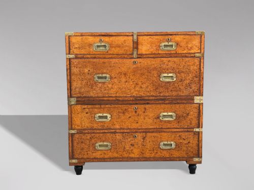 19TH CENTURY OAK MILITARY CAMPAIGN CHEST OF DRAWERS C1840 - ADDITIONAL PHOTO 8