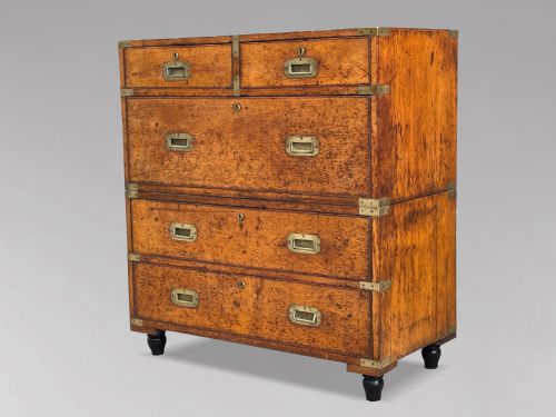 19TH CENTURY OAK MILITARY CAMPAIGN CHEST OF DRAWERS C1840 - ADDITIONAL PHOTO 9