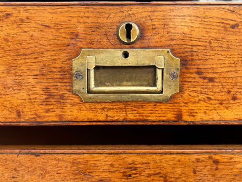 19TH CENTURY OAK MILITARY CAMPAIGN CHEST OF DRAWERS C1840 - ADDITIONAL PHOTO 13