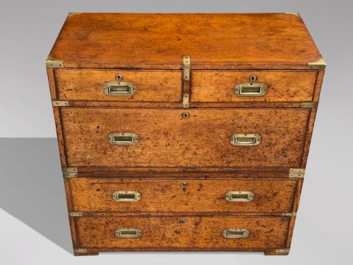19TH CENTURY OAK MILITARY CAMPAIGN CHEST OF DRAWERS C1840 - ADDITIONAL PHOTO 15