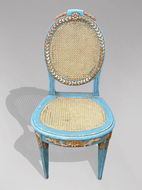 SET OF 12 FRENCH LOUIS XVI PAINTED CANED DINING CHAIRS C 1880 - ADDITIONAL PHOTO 3