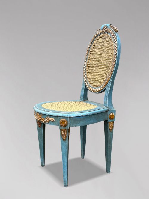 SET OF 12 FRENCH LOUIS XVI PAINTED CANED DINING CHAIRS C 1880 - ADDITIONAL PHOTO 4