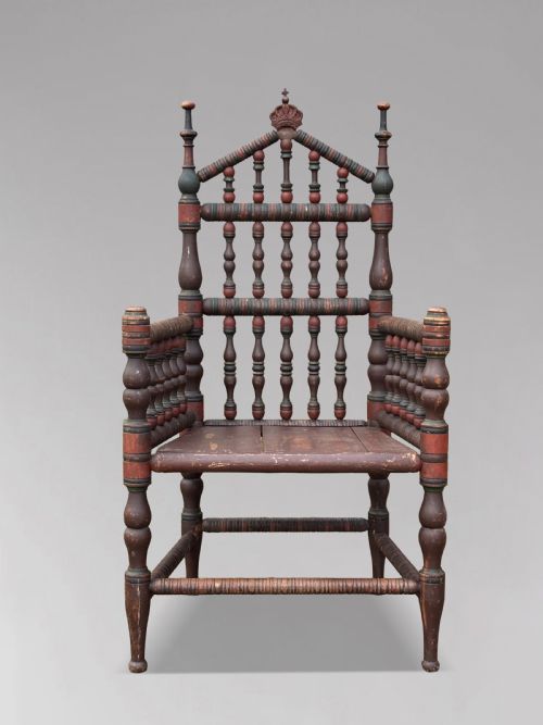 19TH CENTURY SWEDISH BOBBIN COUNTRY THRONE ARMCHAIR C1800 - ADDITIONAL PHOTO 2