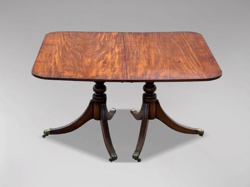 EARLY 19TH CENTURY GEORGIAN MAHOGANY TWIN PEDESTAL DINING TABLE C1800 - ADDITIONAL PHOTO 4