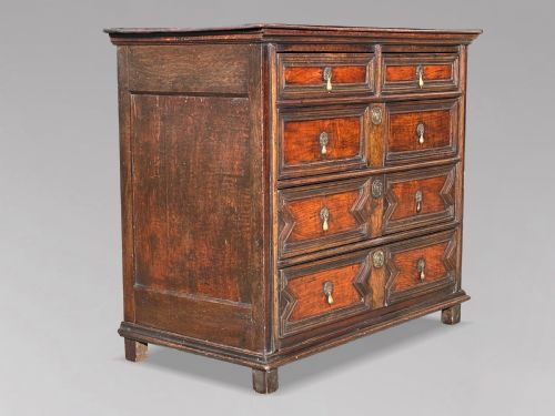17TH CENTURY CHARLES II OAK GEOMETRIC CHEST OF DRAWERS C1680 - ADDITIONAL PHOTO 1