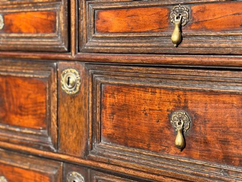 17TH CENTURY CHARLES II OAK GEOMETRIC CHEST OF DRAWERS C1680 - ADDITIONAL PHOTO 10