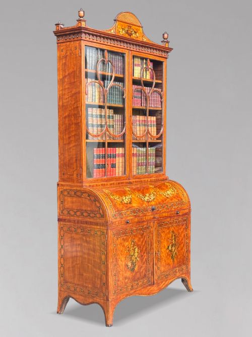18TH CENTURY GEORGE III PERIOD INLAID SATINWOOD BUREAU BOOKCASE C1770 - ADDITIONAL PHOTO 2