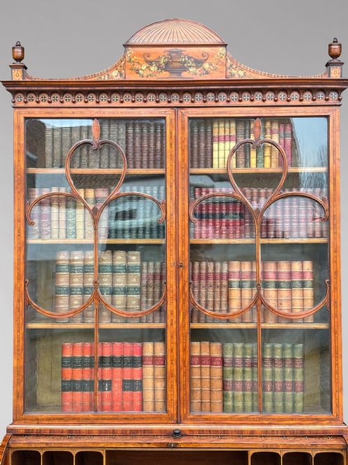 18TH CENTURY GEORGE III PERIOD INLAID SATINWOOD BUREAU BOOKCASE C1770 - ADDITIONAL PHOTO 11