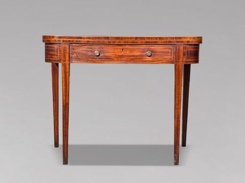 18TH CENTURY GEORGE III MAHOGANY INLAID FOLDOVER TEA TABLE C1780 - ADDITIONAL PHOTO 8