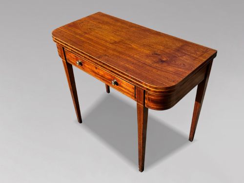 18TH CENTURY GEORGE III MAHOGANY INLAID FOLDOVER TEA TABLE C1780 - ADDITIONAL PHOTO 10